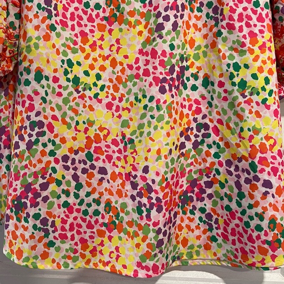 Periwinkle Colorful Spots‎ Season Bright and Embroidered Blouse. Size XL. - Picture 6 of 13